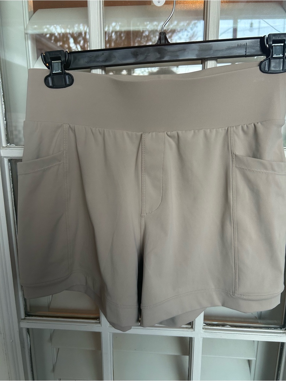 Baleaf Neutral Beige High-Rise Athletic Shorts with Pockets